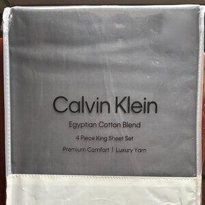 Calvin Klein KING Size Egyptian Cotton Blend Sheet Set COLOR: GRAY